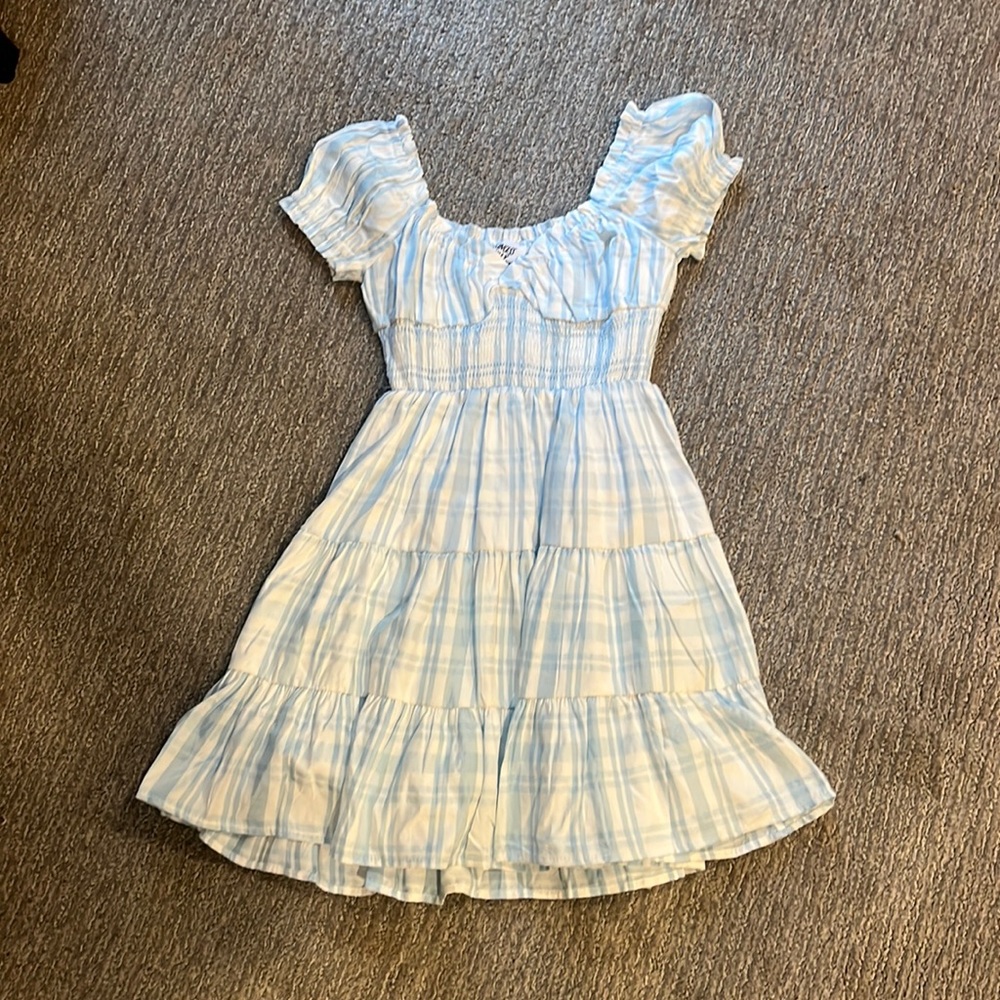 blue striped princess polly mini dress